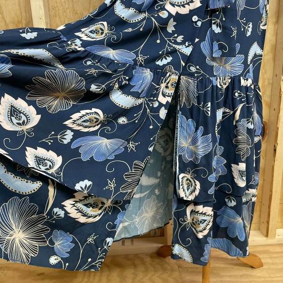 Tuckernuck M Willa Dress Midi Button Front Tiered Floral Nouveau Short Slv NWT - Picture 5 of 11